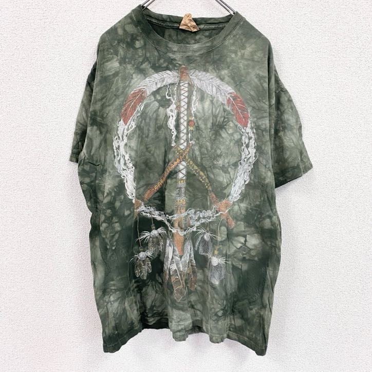 THE MOUNTAIN　ザマウンテン　半袖プリントTシャツ　タイダイ　緑　グリーン　Lサイズ