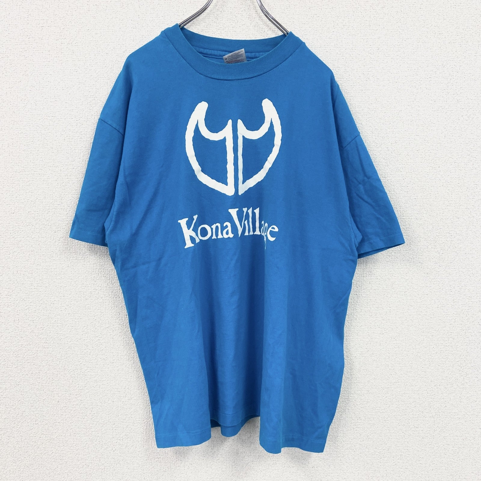 90s　Hanes　ヘインズ　半袖プリントTシャツ　ヴィンテージ　シングルステッチ　水色　ライトブルー　XLサイズ