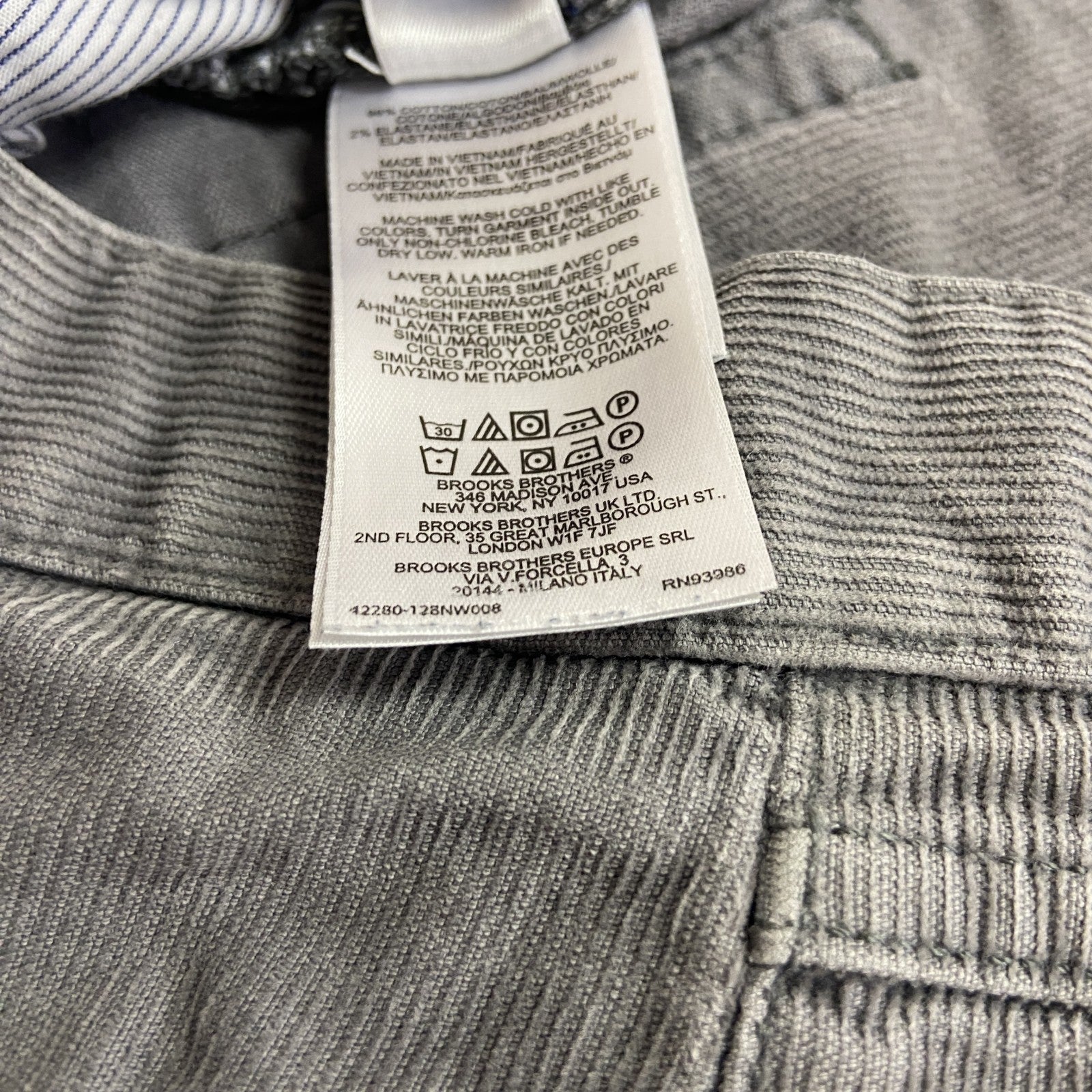 Brooks Brothers　ブルックスブラザーズ　コーデュロイパンツ　ジップフライ　灰色　グレー　W35サイズ