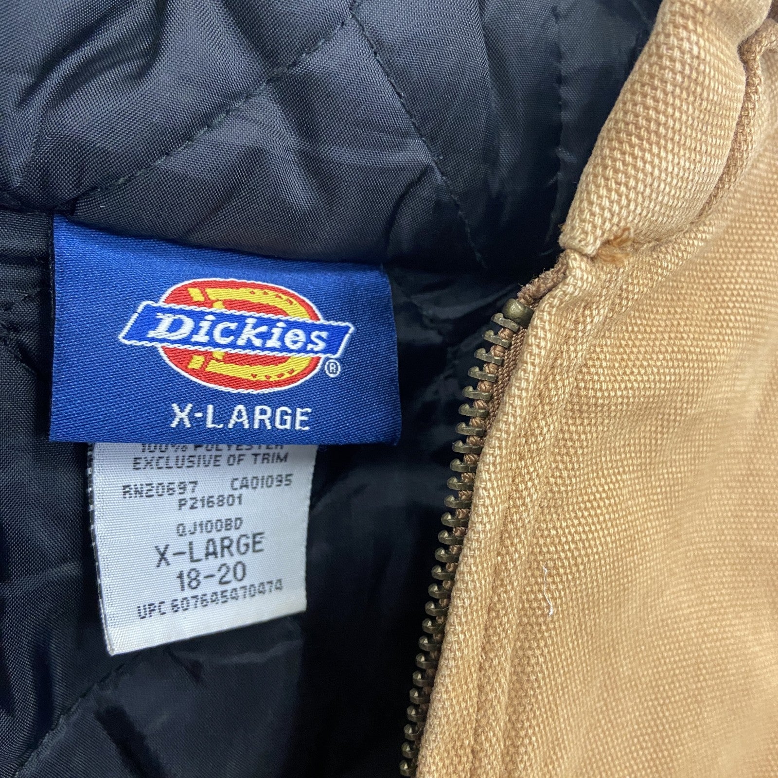 Dickies　ディッキーズ　フルジップダックパーカー　アクティブジャケットタイプ　ベージュ　XLサイズ