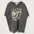 古着 used　H&M 　半袖ダメージデザインプリントTシャツ　CUSTTOM SHOP　クルーネック　灰色　XLサイズ