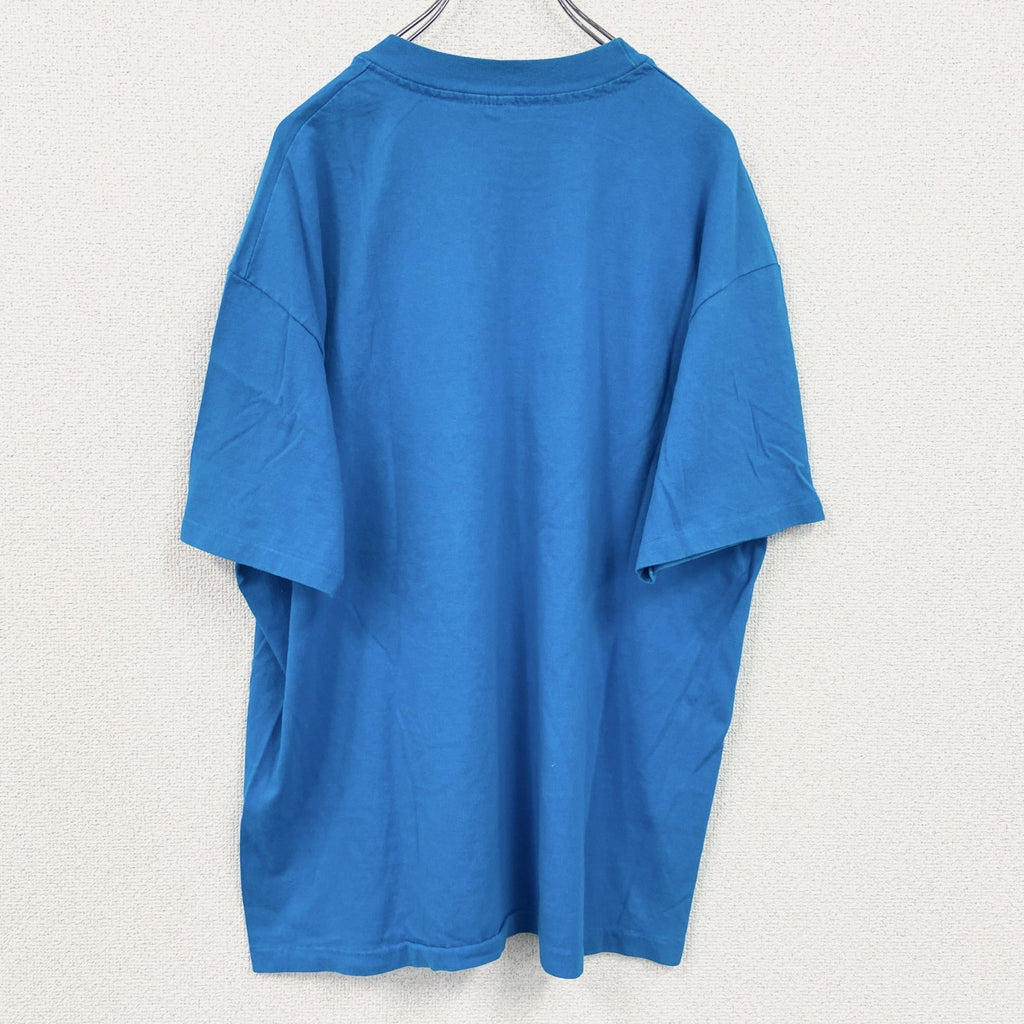 90s　Hanes　ヘインズ　半袖プリントTシャツ　ヴィンテージ　シングルステッチ　水色　ライトブルー　XLサイズ