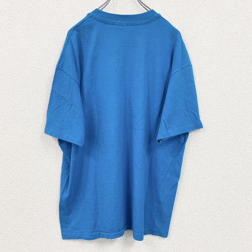 90s　Hanes　ヘインズ　半袖プリントTシャツ　ヴィンテージ　シングルステッチ　水色　ライトブルー　XLサイズ