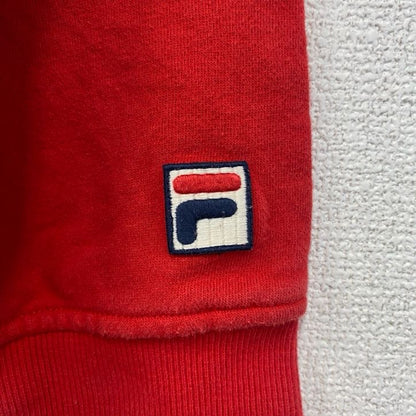 古着　used　FILA　フィラ　パーカー　プルオーバー　裏起毛　ブランドロゴ　レトロ　トリコロール　赤　白　青　Sサイズ
