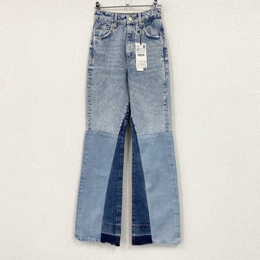 ZARA　ザラ　デニムパンツ/ジーンズ　デッドストック　パッチワーク　ジップフライ　切り替え　インディゴ　32サイズ