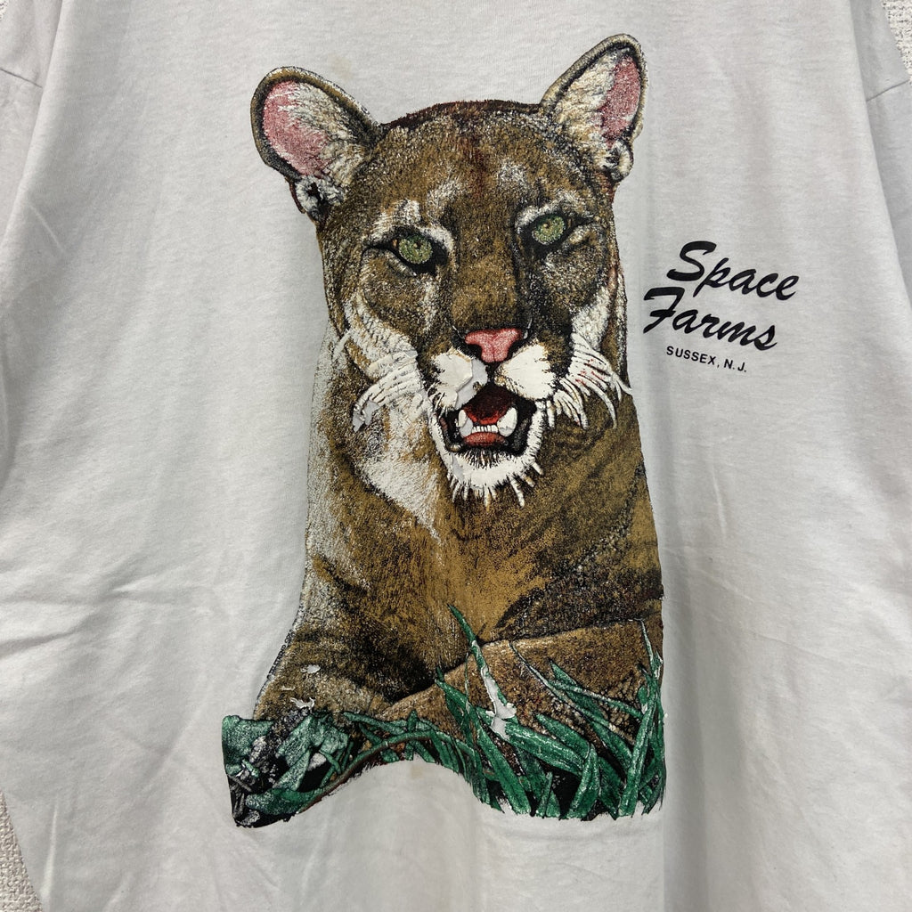 80s　SCREEN STARS　半袖アニマルプリントTシャツ　ヴィンテージ　シングルステッチ　白　ホワイト　XLサイズ
