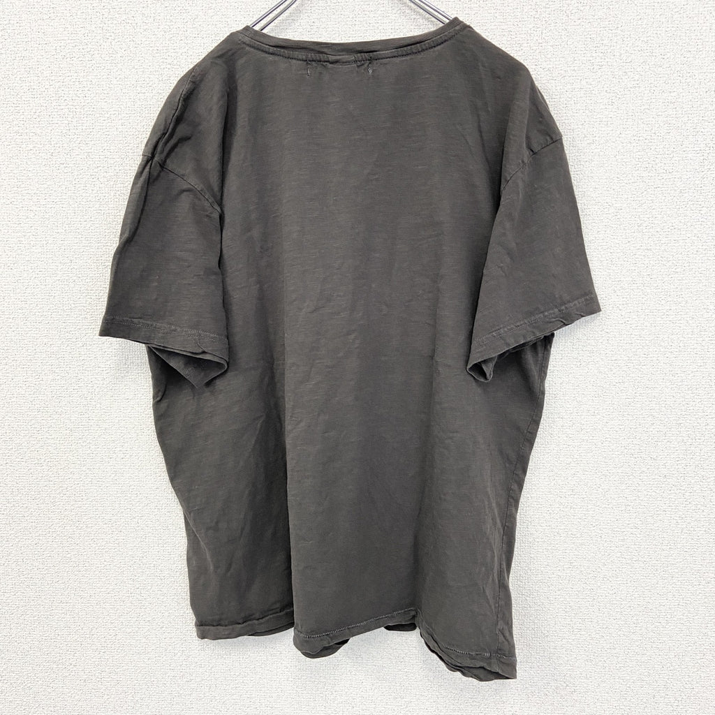古着 used　H&M 　半袖ダメージデザインプリントTシャツ　CUSTTOM SHOP　クルーネック　灰色　XLサイズ