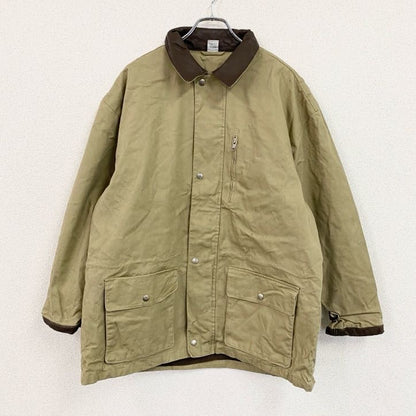～90s　ハンティングジャケット　ダックジャケット　レザーカラー　ヴィンテージ　ベージュ　Lサイズ