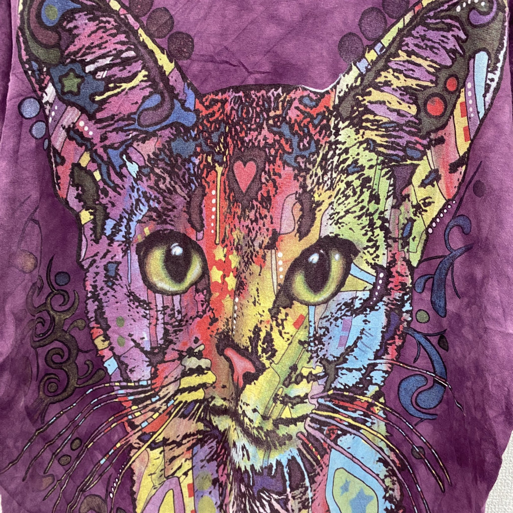 THE MOUNTAIN　ザマウンテン　半袖アニマルプリントTシャツ　猫　タイダイ　紫　パープル　Mサイズ