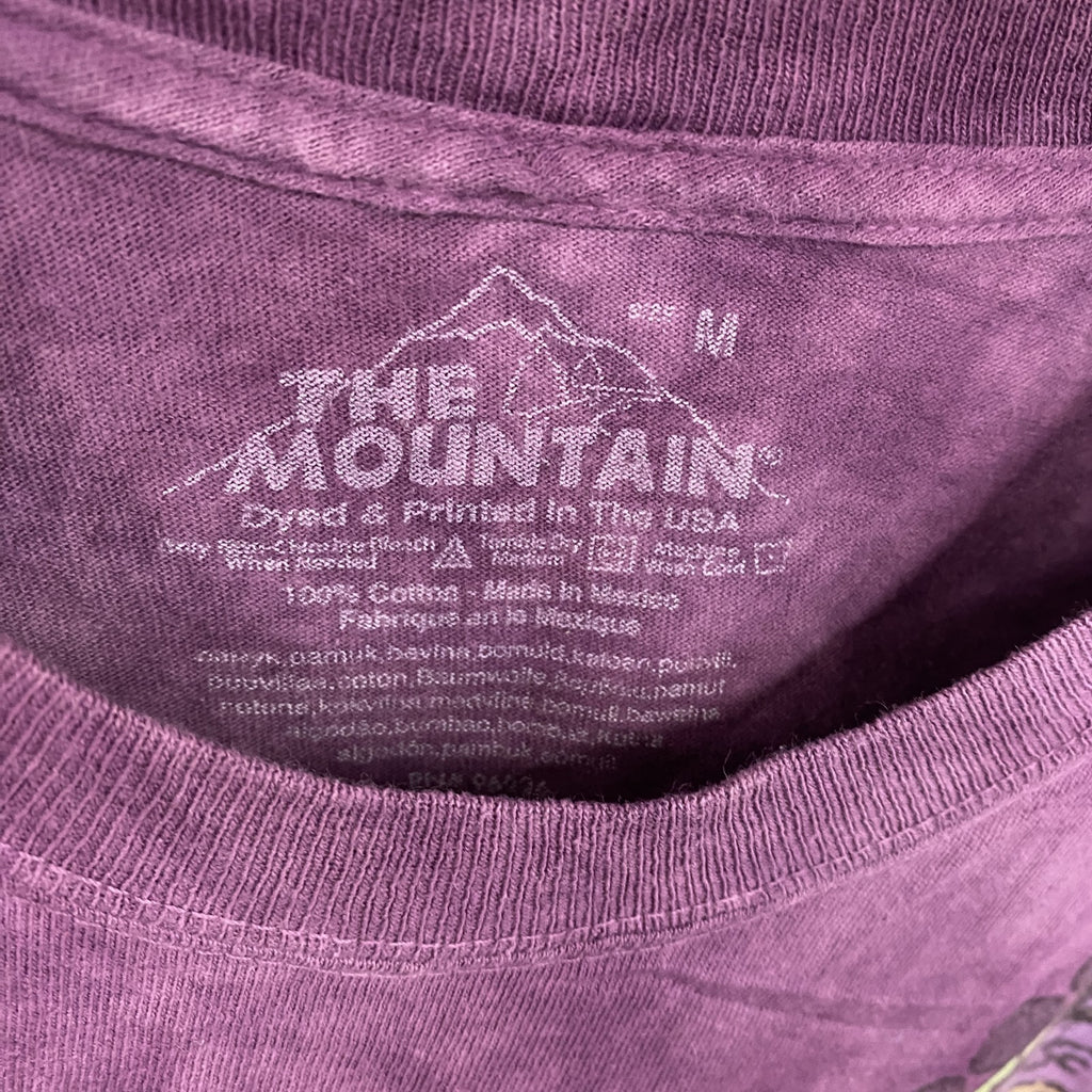 THE MOUNTAIN　ザマウンテン　半袖アニマルプリントTシャツ　猫　タイダイ　紫　パープル　Mサイズ