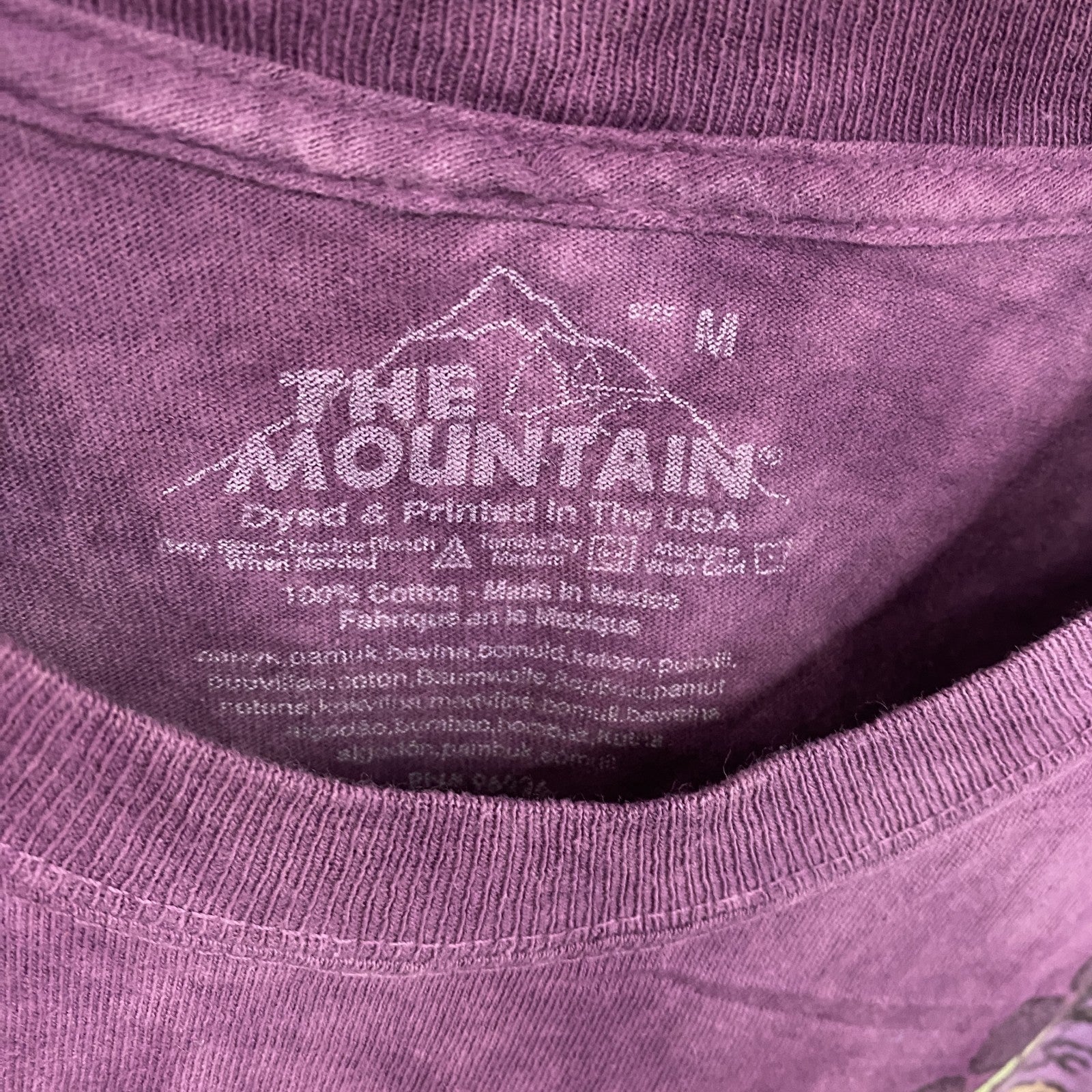 THE MOUNTAIN　ザマウンテン　半袖アニマルプリントTシャツ　猫　タイダイ　紫　パープル　Mサイズ