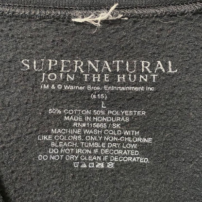 古着 used　SUPERNATURAL スーパーナチュラル　長袖デザインプリントスウェット　トレーナー　黒　ブラック　Lサイズ