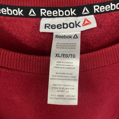 古着　used　Reebok　リーボック　スウェット　裏起毛　ブランドロゴ　ノームコア　レトロデザイン　赤　レッド　XLサイズ