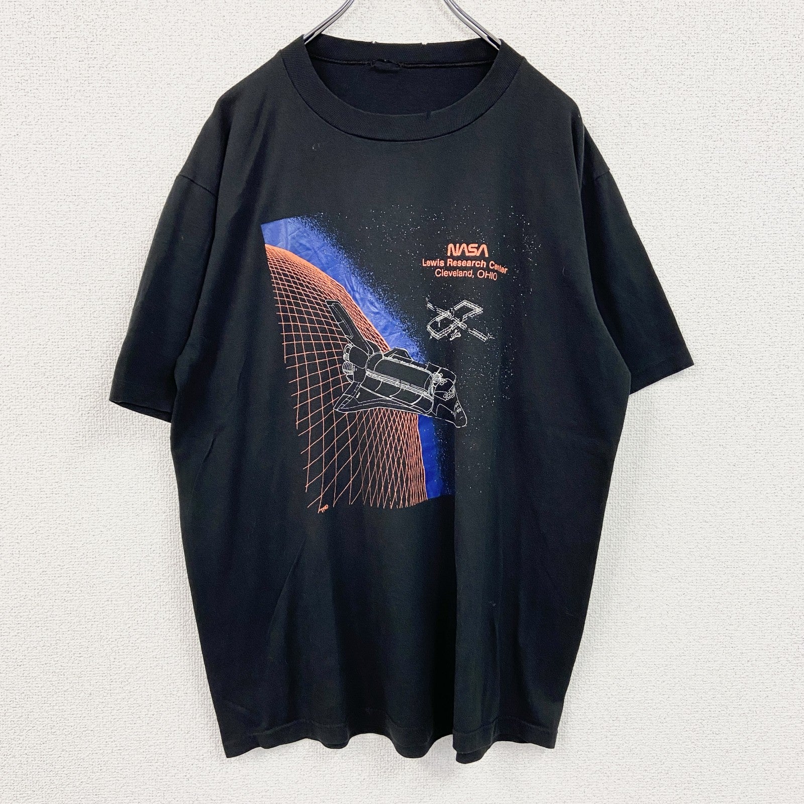 NASA　ナサ　半袖プリントTシャツ　シングルステッチ　黒　ブラック