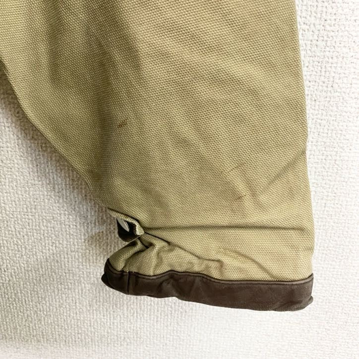 ～90s　ハンティングジャケット　ダックジャケット　レザーカラー　ヴィンテージ　ベージュ　Lサイズ