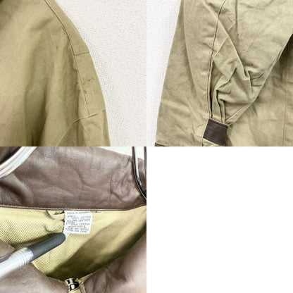 ～90s　ハンティングジャケット　ダックジャケット　レザーカラー　ヴィンテージ　ベージュ　Lサイズ
