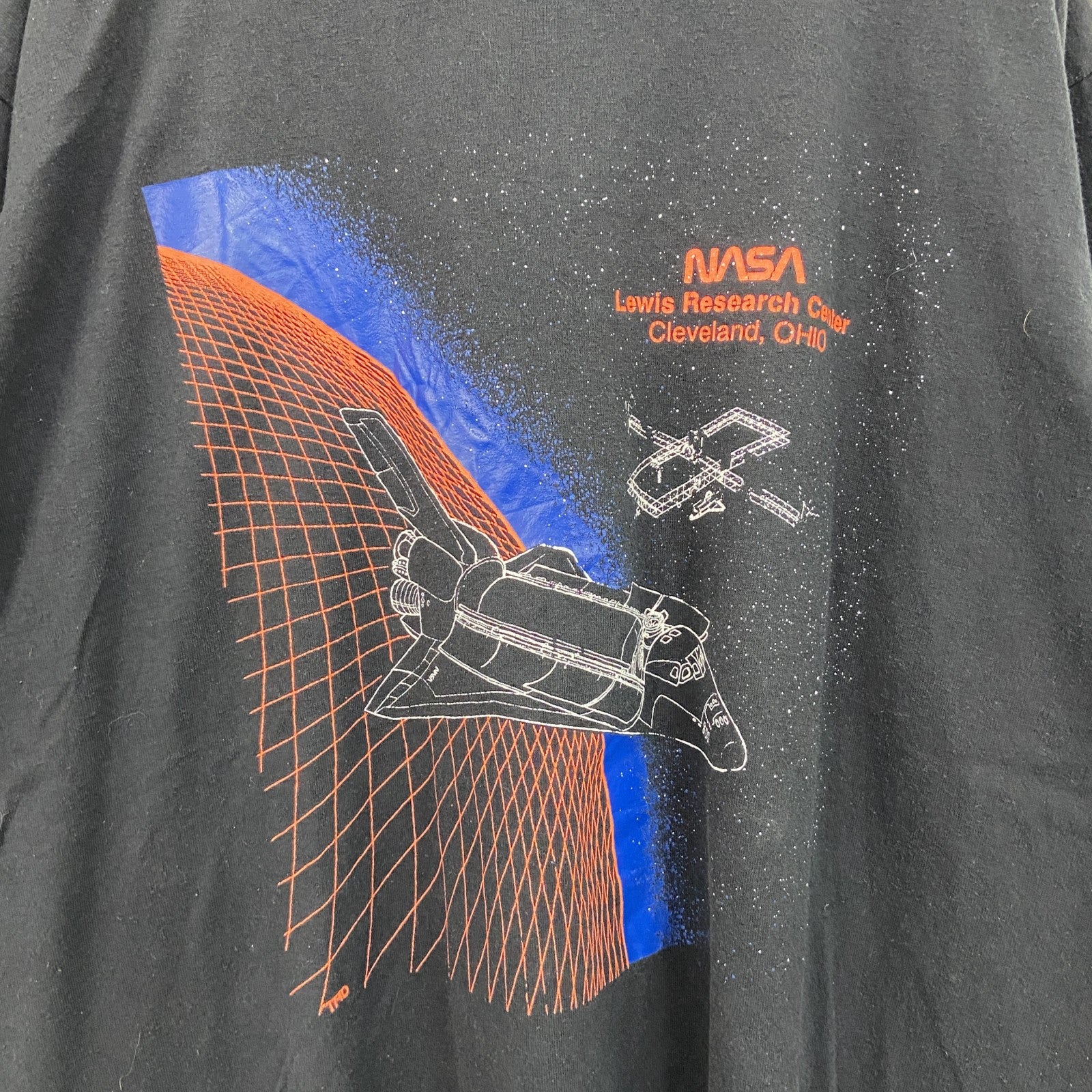 NASA　ナサ　半袖プリントTシャツ　シングルステッチ　黒　ブラック