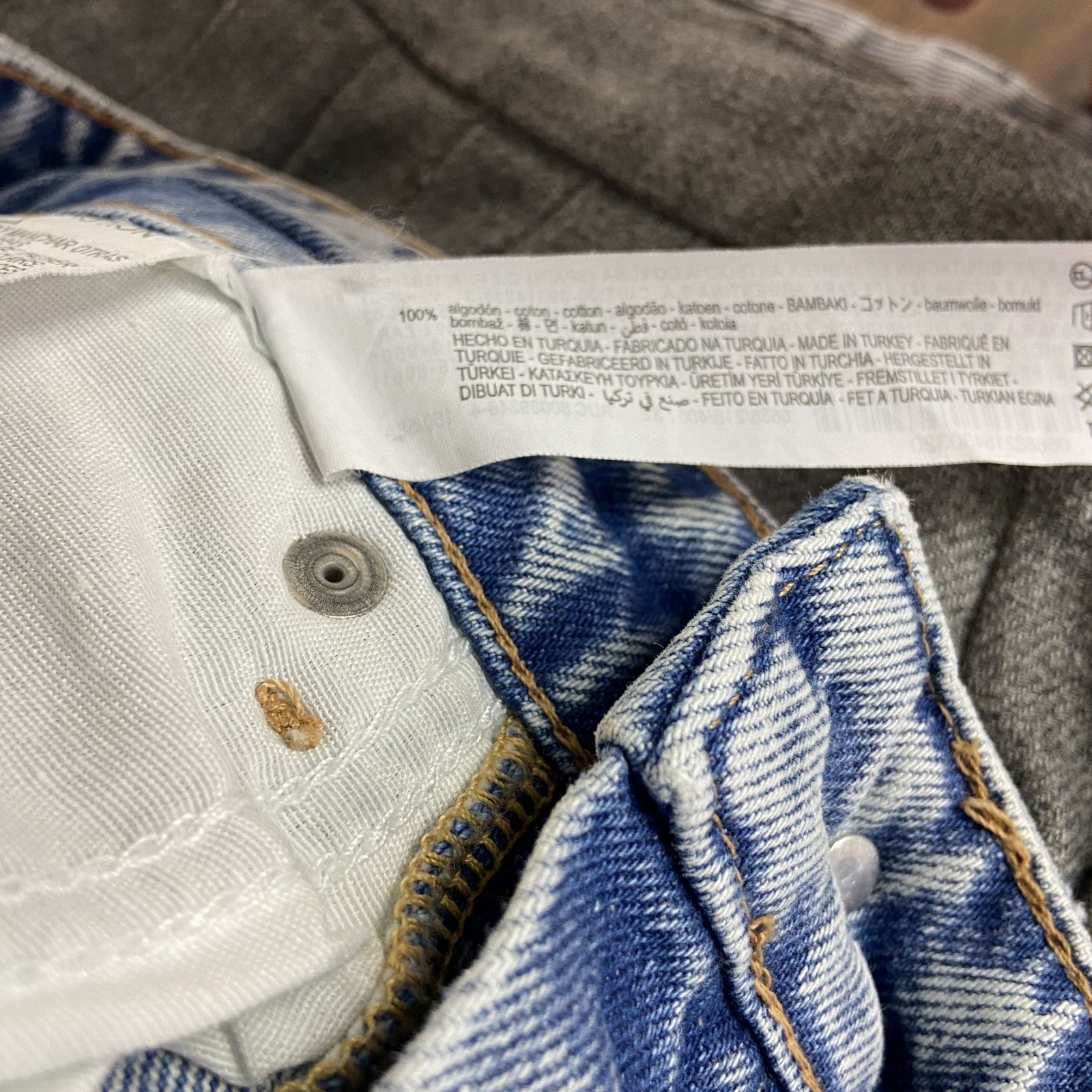 ZARA　ザラ　デニムパンツ/ジーンズ　デッドストック　パッチワーク　ジップフライ　切り替え　インディゴ　32サイズ