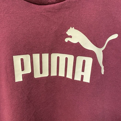 古着 used　puma プーマ　長袖ビックロゴプリントパーカー　フード付きスウェット　バーガンディー　Mサイズ