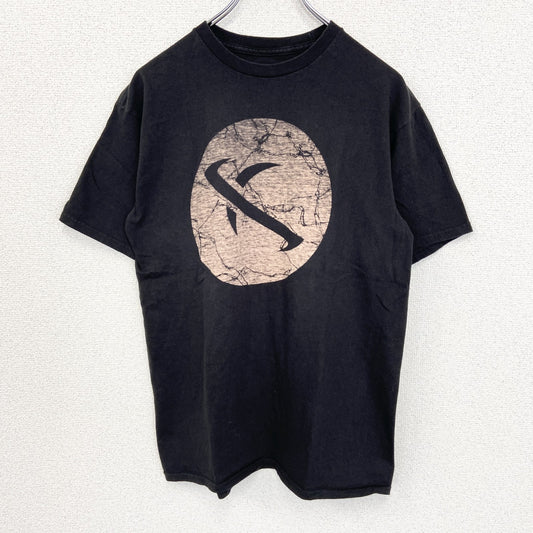 古着 used　LOST ロスト　半袖ダメージデザインプリントTシャツ　クルーネック　黒　ブラック　レトロ　Mサイズ