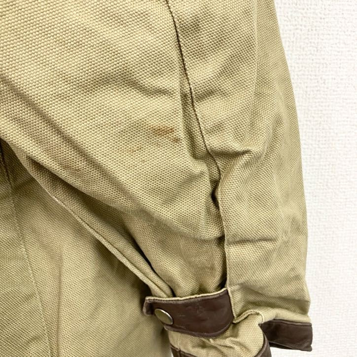 ～90s　ハンティングジャケット　ダックジャケット　レザーカラー　ヴィンテージ　ベージュ　Lサイズ