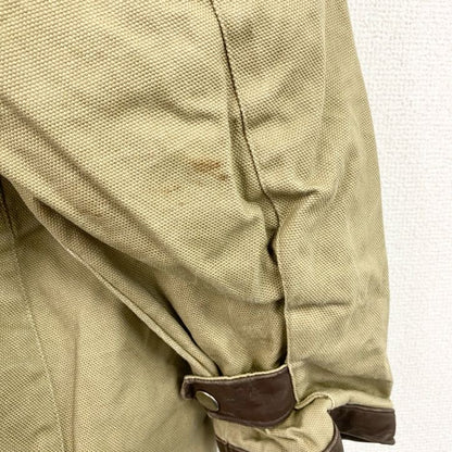 ～90s　ハンティングジャケット　ダックジャケット　レザーカラー　ヴィンテージ　ベージュ　Lサイズ