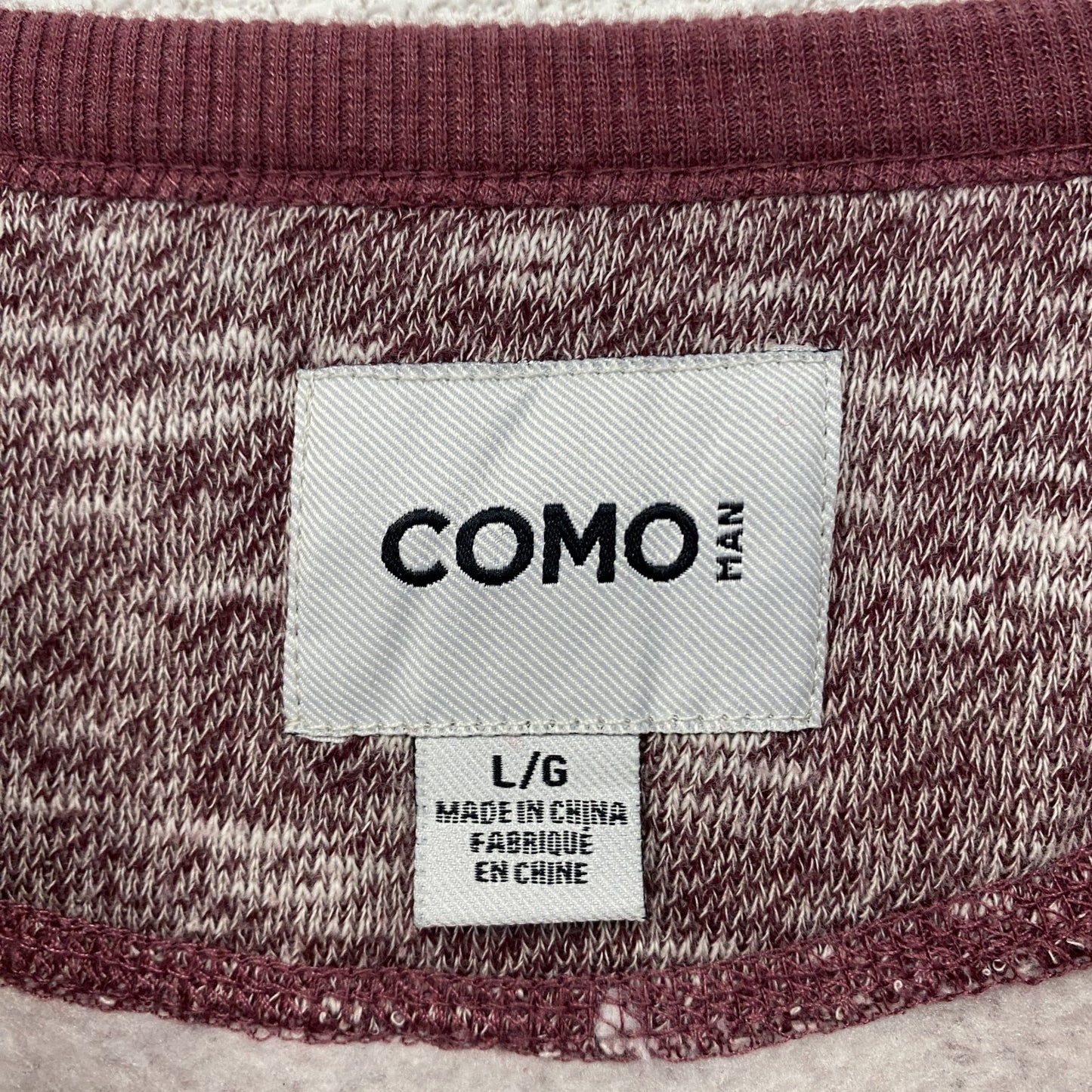 古着 used　COMO　MAN　スウェット　プルオーバー　ノームコア　レトロデザイン　霜降りカラー　赤　レッド　Lサイズ