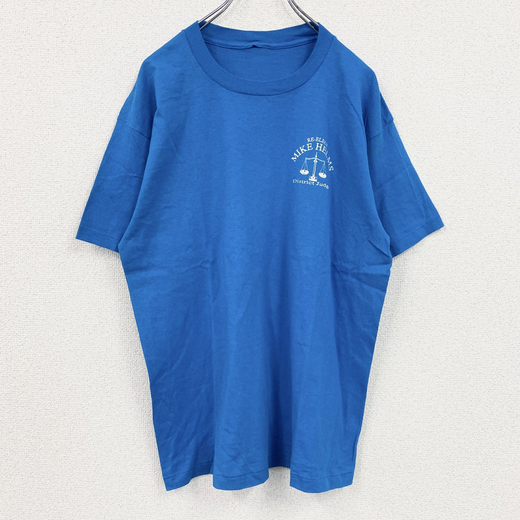 80s～　半袖プリントTシャツ　ヴィンテージ　シングルステッチ　青　ブルー