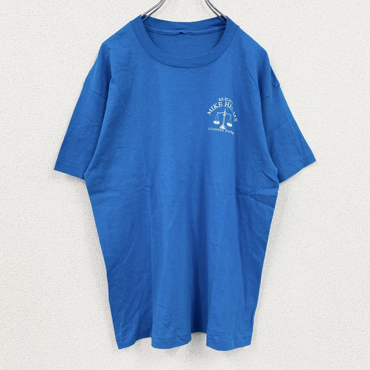 80s～　半袖プリントTシャツ　ヴィンテージ　シングルステッチ　青　ブルー