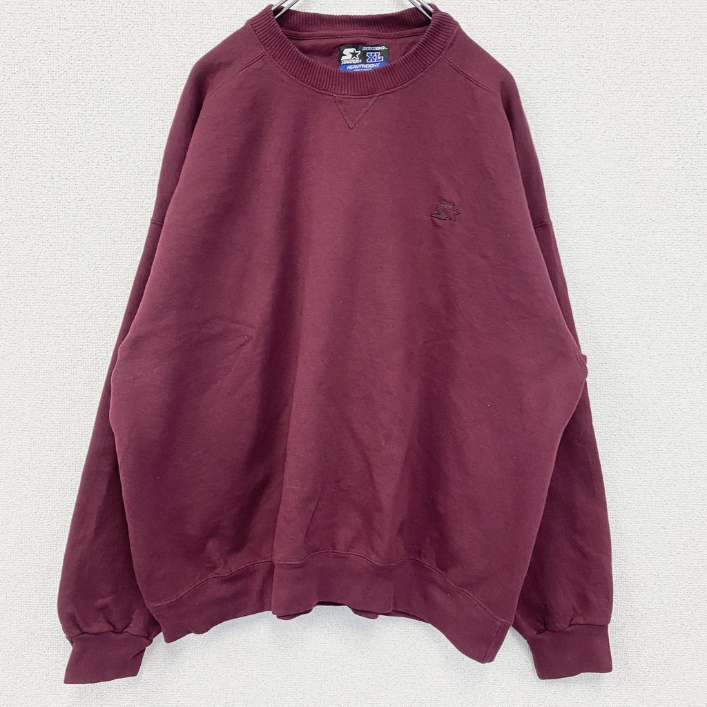 古着 used　STARTER　スターター　ワンポイント刺繍スウェット　レトロデザイン　エンジ　赤　ワインレッド　XLサイズ