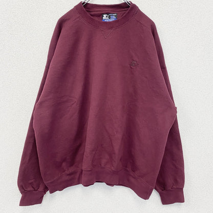 古着 used　STARTER　スターター　ワンポイント刺繍スウェット　レトロデザイン　エンジ　赤　ワインレッド　XLサイズ