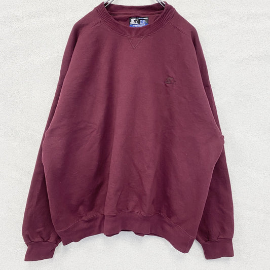 古着 used　STARTER　スターター　ワンポイント刺繍スウェット　レトロデザイン　エンジ　赤　ワインレッド　XLサイズ