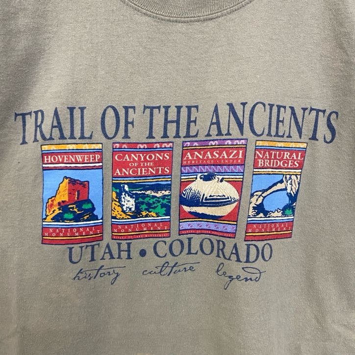 古着 used　PORT&COMPANY　半袖デザインプリントTシャツ　COLORADO　クルーネック　レトロデザイン　Mサイズ