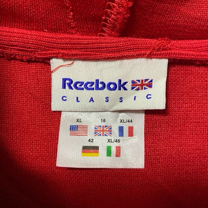 古着 used　Reebok リーボック　長袖ワンポイントロゴ刺繍パーカー　フルジップ　ペプシタグ　赤　レッド　XLサイズ
