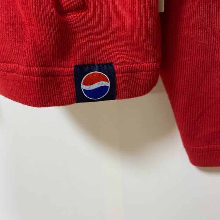 古着 used　Reebok リーボック　長袖ワンポイントロゴ刺繍パーカー　フルジップ　ペプシタグ　赤　レッド　XLサイズ