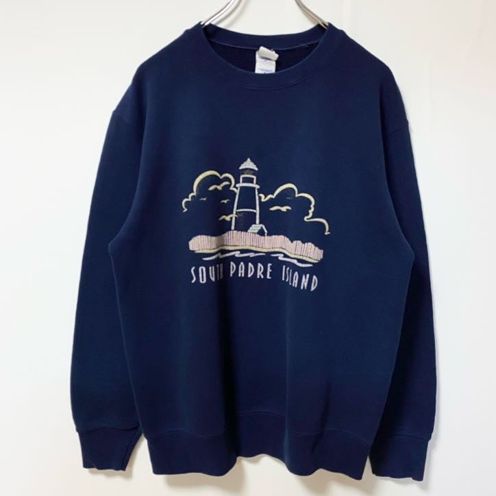 古着 used　FRUIT OF THE LOOM　長袖プリントスウェット　トレーナー　サウスパドリーアイランド　紺　Mサイズ