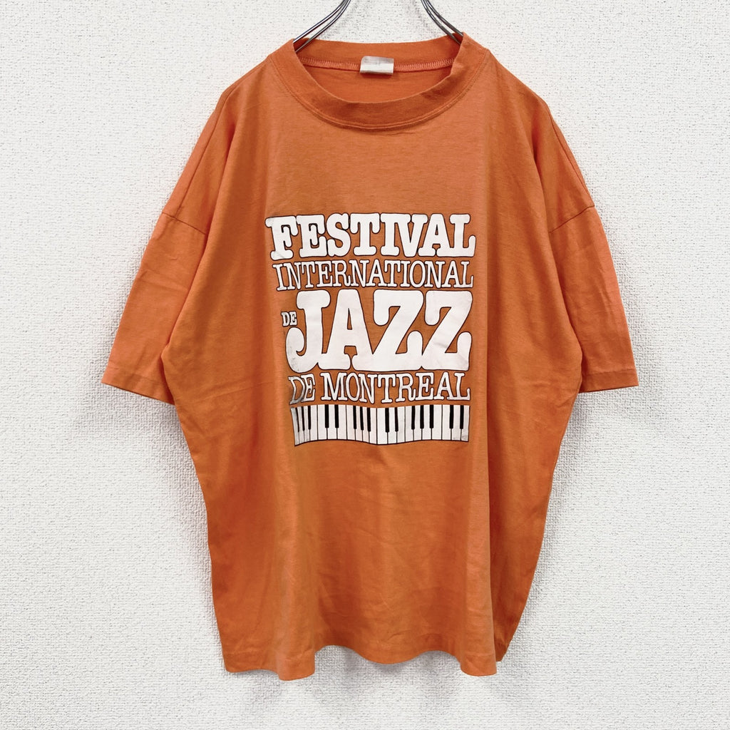 80s～　AZUR　半袖プリントTシャツ　ヴィンテージ　シングルステッチ　オレンジ