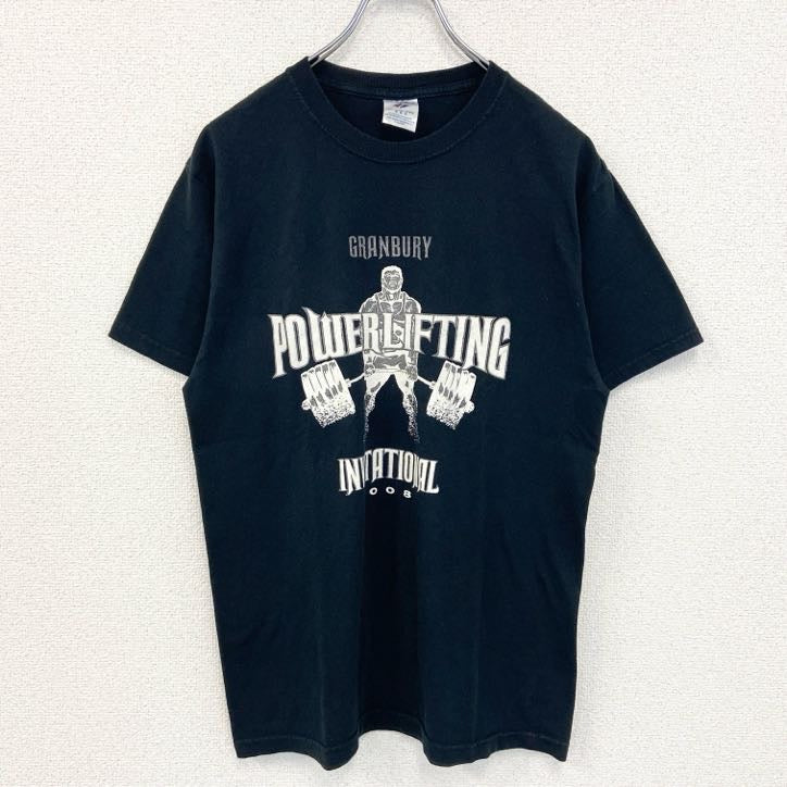 古着 used　JERZEES ジャージーズ　半袖プリントTシャツ　パワーリフティング　黒　ブラック　Mサイズ
