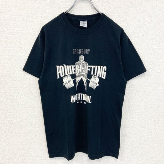 古着 used　JERZEES ジャージーズ　半袖プリントTシャツ　パワーリフティング　黒　ブラック　Mサイズ