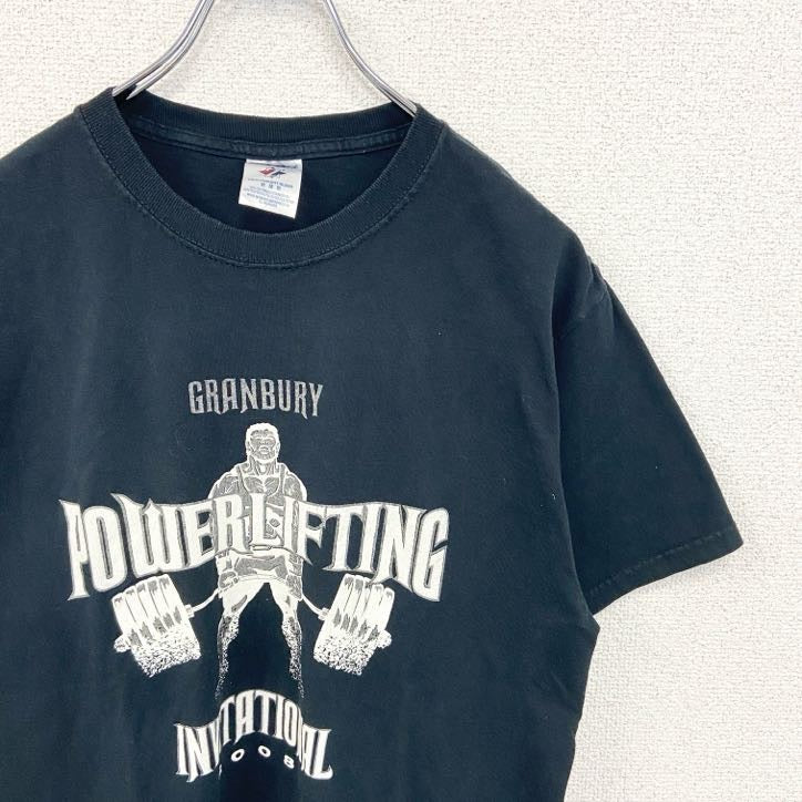 古着 used　JERZEES ジャージーズ　半袖プリントTシャツ　パワーリフティング　黒　ブラック　Mサイズ