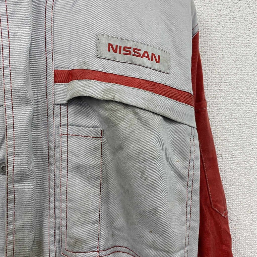 日産　NISSAN　オールインワン/つなぎ　ワークウェア　赤　レッド　灰色　グレー　Mサイズ　