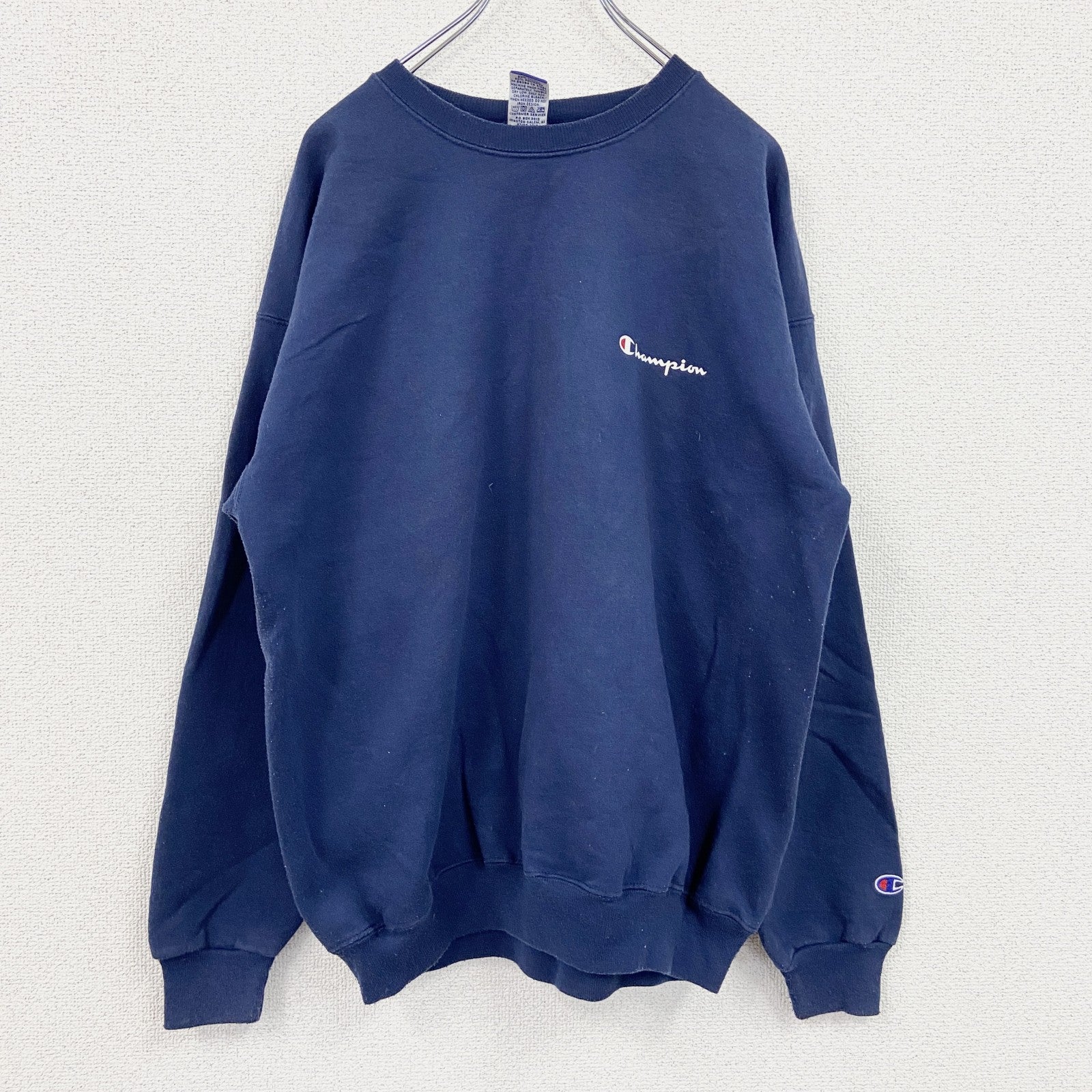 90s　Champion　チャンピオン　スウェット/トレーナー　刺繍ロゴ　ワンポイント　刺繍タグ　紺　ネイビー　Lサイズ