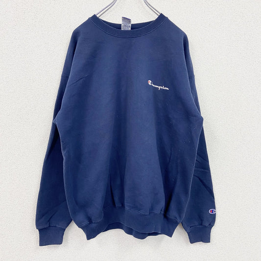 90s　Champion　チャンピオン　スウェット/トレーナー　刺繍ロゴ　ワンポイント　刺繍タグ　紺　ネイビー　Lサイズ
