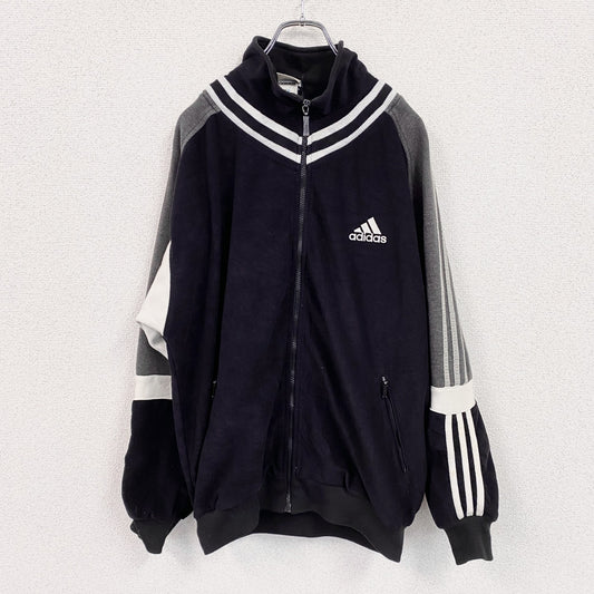 90s　adidas　アディダス　トラックジャケット/ジャージ　ヴィンテージ　切替デザイン　黒　ブラック　XLサイズ
