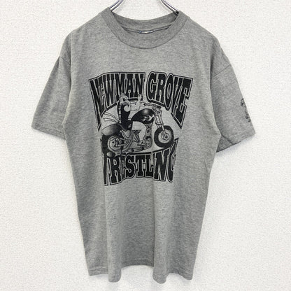 古着 used　JERZEES ジャージーズ　半袖プリントTシャツ　NEWMAN GROVE　グレー　灰色　クルーネック