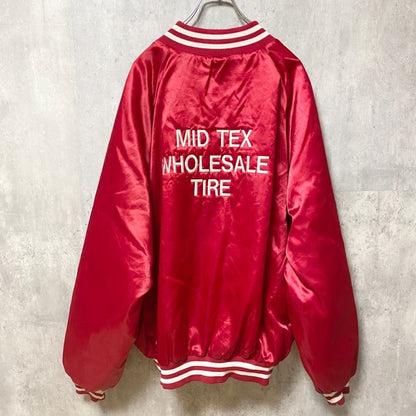 古着 used　USA製　WEST ARK　ウエストアーク　長袖ナイロンスタジャン　英字刺繍　赤　レッド　オーバーサイズ