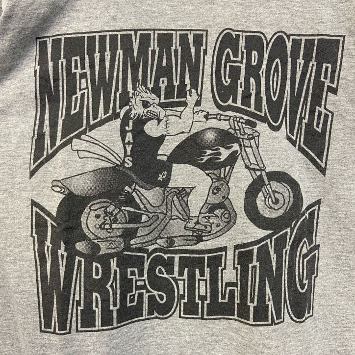 古着 used　JERZEES ジャージーズ　半袖プリントTシャツ　NEWMAN GROVE　グレー　灰色　クルーネック
