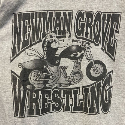 古着 used　JERZEES ジャージーズ　半袖プリントTシャツ　NEWMAN GROVE　グレー　灰色　クルーネック