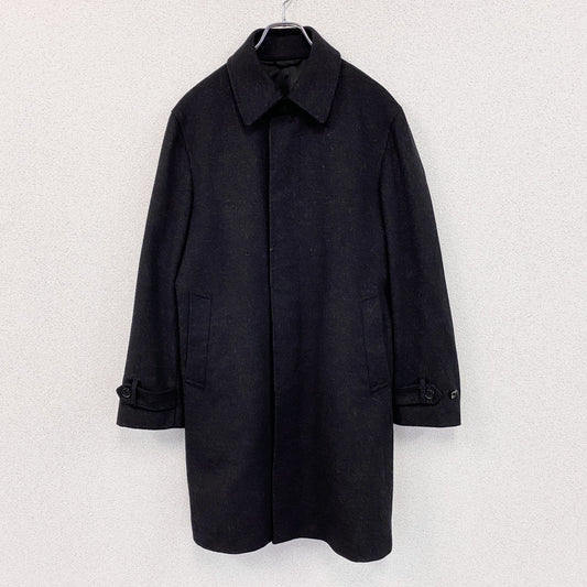 CASHMERE BLEND　カシミア混ウールステンカラーコート　比翼仕立て　黒　ブラック　Mサイズ