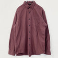 古着 used　Eddie Bauer　エディーバウアー　長袖襟付き無地シャツ　胸ポケット　ワインレッド　Lサイズ